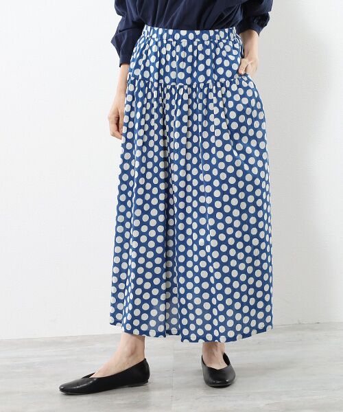 TABASA/タバサ コットンローン×ドットプリントスカート ブルー F TABASA/タバサ コットンローン×ドットプリントスカート ブルー F