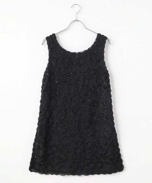 TABASA/タバサ ナイロンリリヤーン×テープ刺繍チュニック クロ F TABASA/タバサ ナイロンリリヤーン×テープ刺繍チュニック クロ F