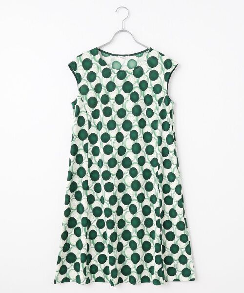 TABASA/タバサ ドットサークルプリントワンピース グリーン F TABASA/タバサ ドットサークルプリントワンピース グリーン F