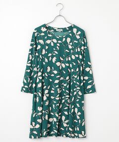 TABASA / タバサ チュニック | スムース×シルエットフラワープリントチュニック