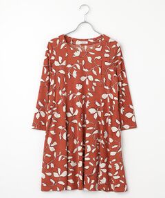 TABASA / タバサ チュニック | スムース×シルエットフラワープリントチュニック