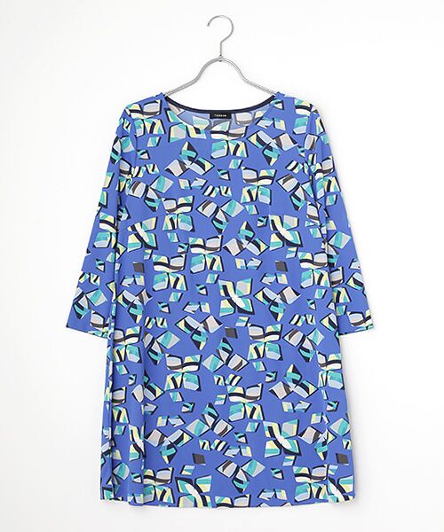 TABASA/タバサ スムース×幾何フラワープリントチュニック コン M TABASA/タバサ スムース×幾何フラワープリントチュニック コン M