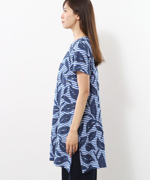 TABASA / タバサ チュニック | ボーダー×フラワーカットジャガードチュニック | 詳細8