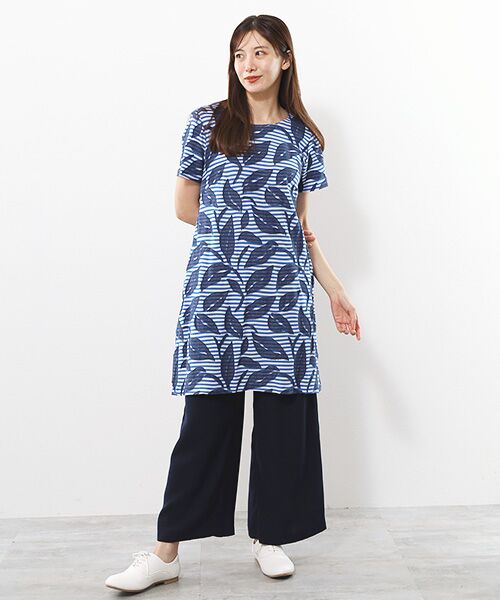 TABASA / タバサ チュニック | ボーダー×フラワーカットジャガードチュニック | 詳細10