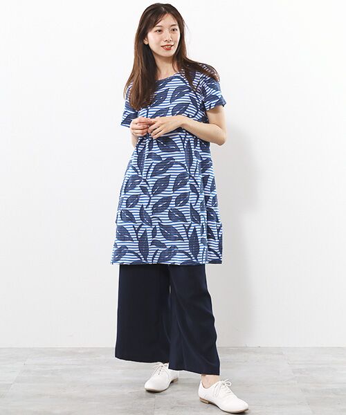 TABASA / タバサ チュニック | ボーダー×フラワーカットジャガードチュニック | 詳細11
