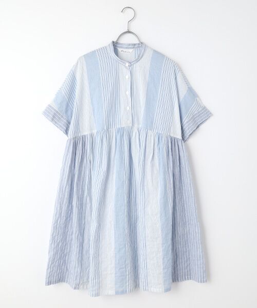 TABASA / タバサ チュニック | コットンシャーリングストライプチュニック（ブルー系）