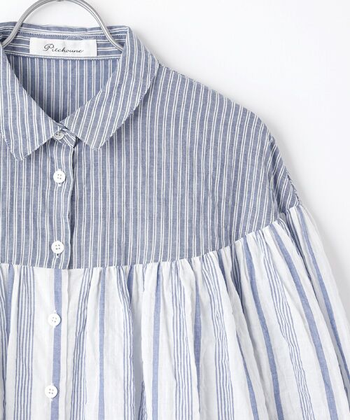 TABASA / タバサ シャツ・ブラウス | コットンシャーリングストライプブラウス | 詳細3