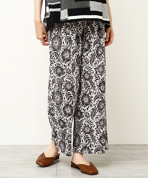 美品 PRADA フラワーデザイン パンツ 44 ブルー 1386 Unitage パンツ カラフルフラワープリントパンツ レディース