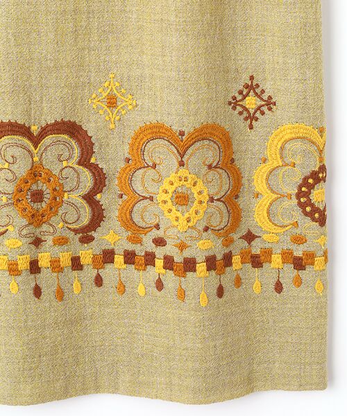 TABASA / タバサ ロング・マキシ丈ワンピース | ウールガーゼ×レトロフラワー刺繍ワンピース | 詳細4