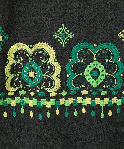 TABASA / タバサ ロング・マキシ丈ワンピース | ウールガーゼ×レトロフラワー刺繍ワンピース | 詳細6