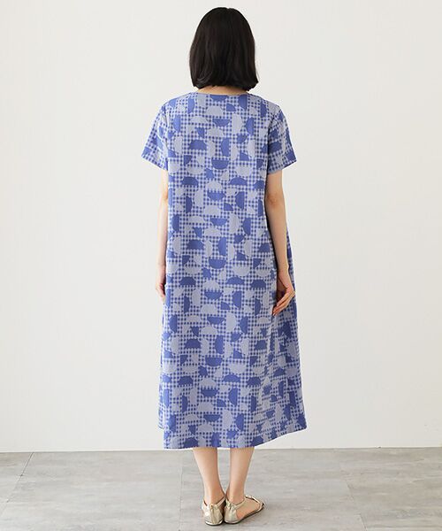 TABASA / タバサ ロング・マキシ丈ワンピース | ギンガム×幾何ジャガードワンピース | 詳細7