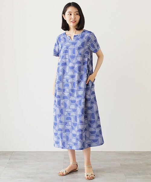 TABASA / タバサ ロング・マキシ丈ワンピース | ギンガム×幾何ジャガードワンピース | 詳細8