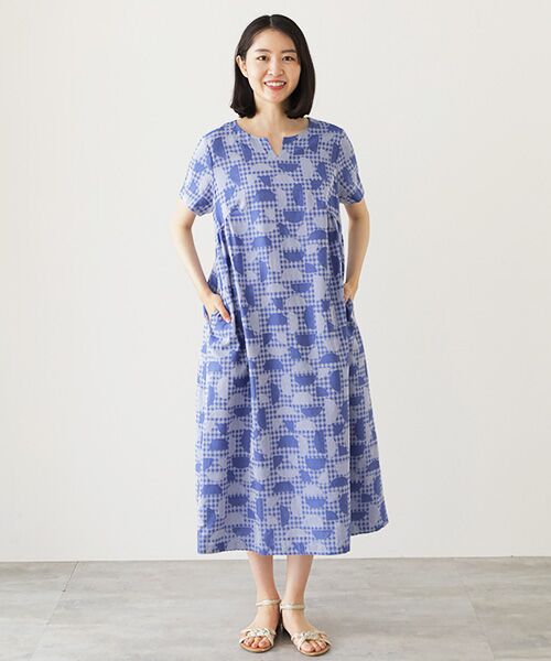 TABASA / タバサ ロング・マキシ丈ワンピース | ギンガム×幾何ジャガードワンピース | 詳細9