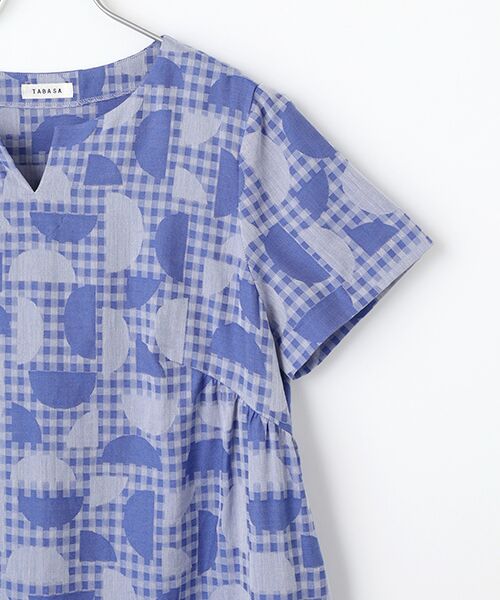 TABASA / タバサ ロング・マキシ丈ワンピース | ギンガム×幾何ジャガードワンピース | 詳細3