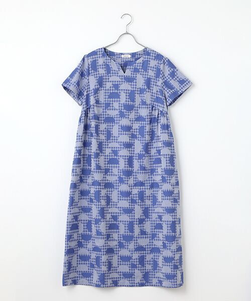 TABASA / タバサ ロング・マキシ丈ワンピース | ギンガム×幾何ジャガードワンピース | 詳細10
