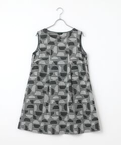 TABASA / タバサ チュニック | ギンガム×幾何ジャガードチュニック