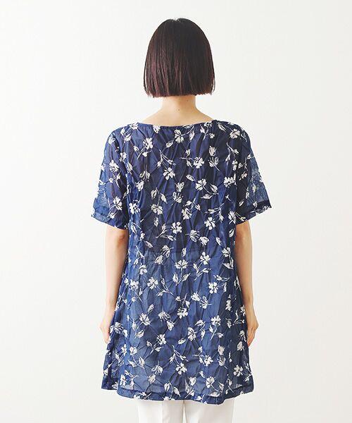 TABASA / タバサ チュニック | シャドーフラワー リップルプリント チュニック | 詳細9