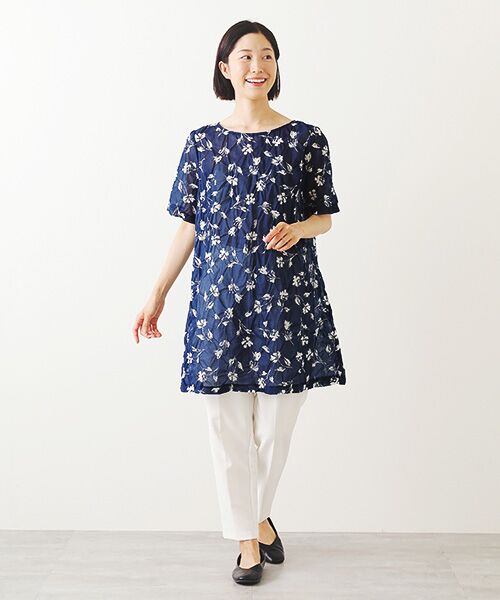 TABASA / タバサ チュニック | シャドーフラワー リップルプリント チュニック | 詳細10