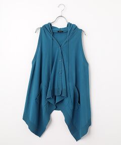 TABASA / タバサ ベスト | コットン 強撚 ニット フードつきベスト