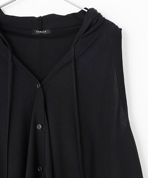 TABASA / タバサ ベスト | コットン 強撚 ニット フードつきベスト | 詳細2