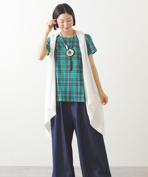 TABASA / タバサ ベスト | コットン 強撚 ニット フードつきベスト | 詳細9