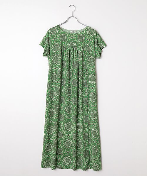 TABASA / タバサ ロング・マキシ丈ワンピース | サークル更紗フラワープリントワンピース（グリーン）