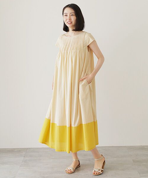 TABASA / タバサ ロング・マキシ丈ワンピース | バイカラーコットンローンワンピース | 詳細8