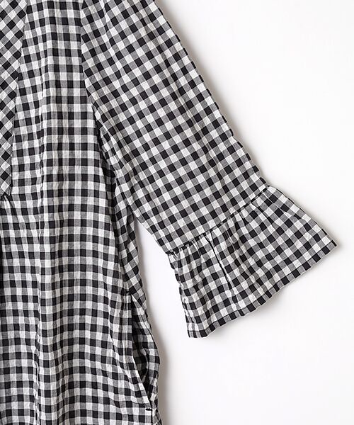 TABASA / タバサ ロング・マキシ丈ワンピース | コットンシャーリングギンガムワンピース | 詳細3