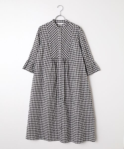 TABASA / タバサ ロング・マキシ丈ワンピース | コットンシャーリングギンガムワンピース（クロ）