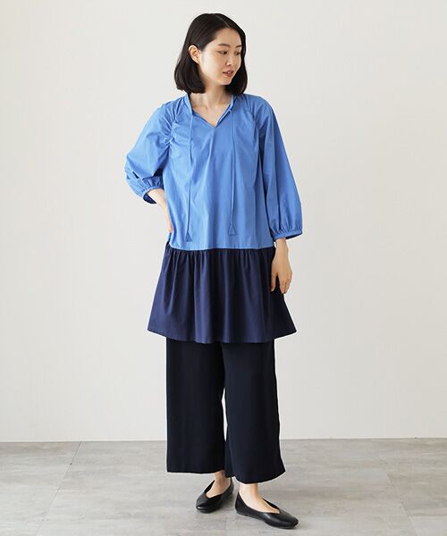 TABASA / タバサ チュニック | バイカラーコットンローンチュニック | 詳細11