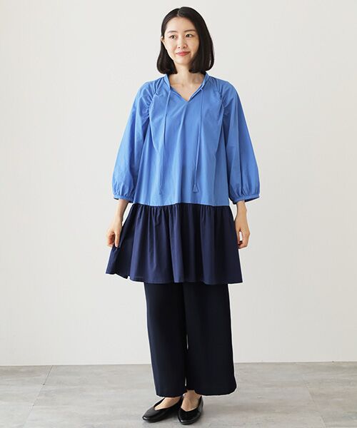 TABASA / タバサ チュニック | バイカラーコットンローンチュニック | 詳細12