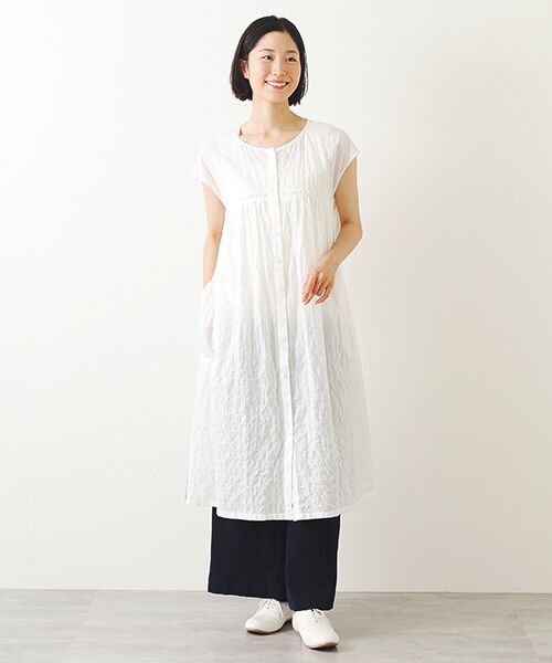 TABASA / タバサ ロング・マキシ丈ワンピース | シャーリングボーダーワンピース | 詳細8