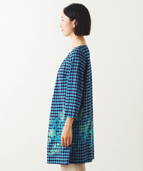 TABASA / タバサ チュニック | ギンガム×フラワーカットジャガードチュニック | 詳細7