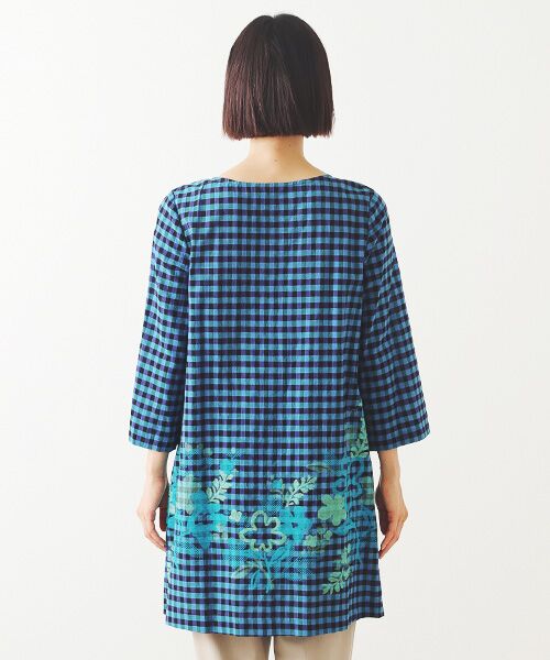 TABASA / タバサ チュニック | ギンガム×フラワーカットジャガードチュニック | 詳細8