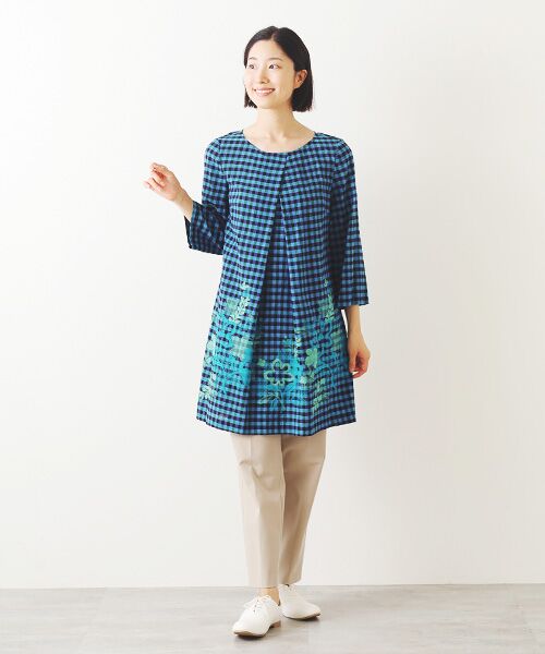 TABASA / タバサ チュニック | ギンガム×フラワーカットジャガードチュニック | 詳細9