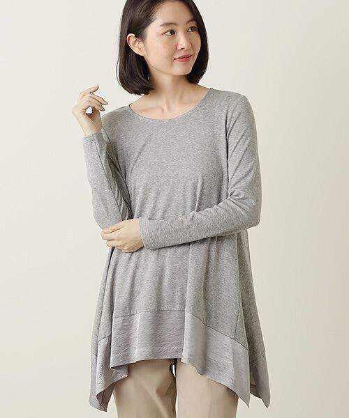 TABASA / タバサ チュニック | サテン × カットソー チュニック（グレー）