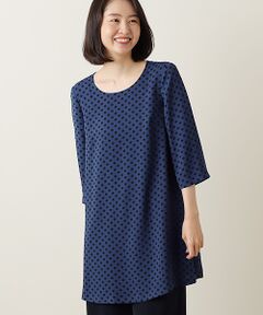 TABASA / タバサ チュニック | 梨地ストレッチ ドットプリント チュニック