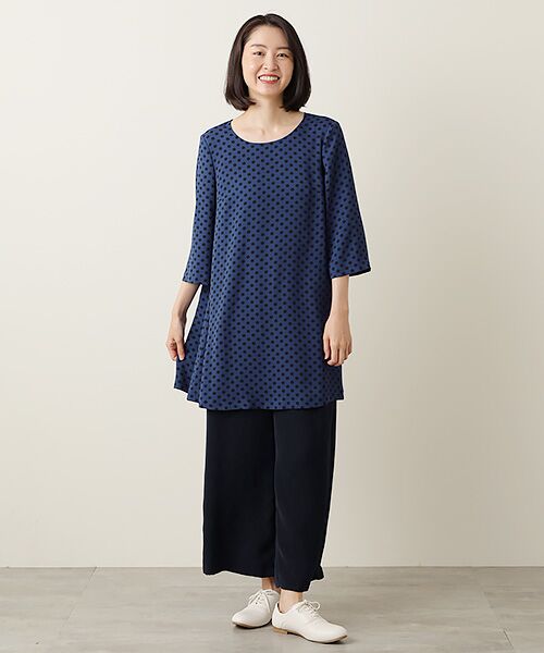 TABASA / タバサ チュニック | 梨地ストレッチ ドットプリント チュニック | 詳細9