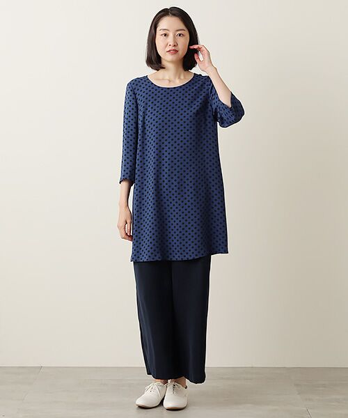 TABASA / タバサ チュニック | 梨地ストレッチ ドットプリント チュニック | 詳細10