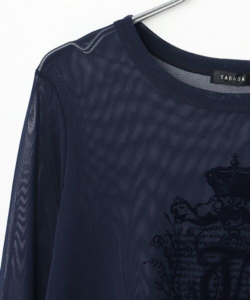 TABASA / タバサ Tシャツ | ポリエステル チュール フロッキープリント Tシャツ | 詳細2