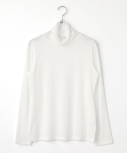 TABASA / タバサ カットソー | フロック調 チュール 起毛 タートルネック カットソー（シロ）