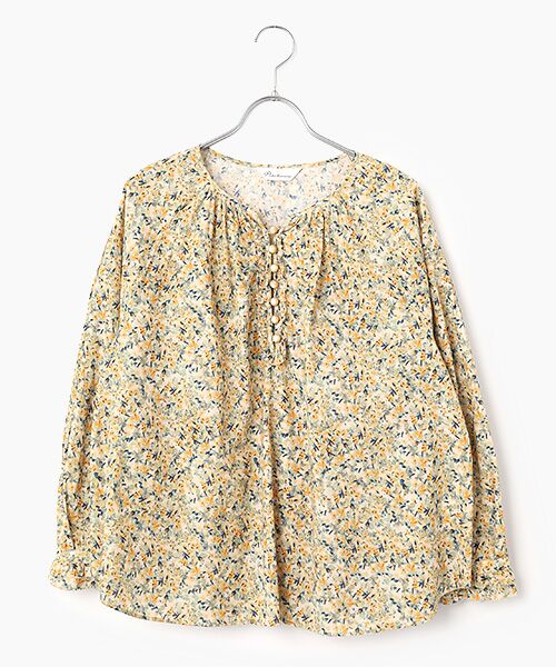 TABASA / タバサ シャツ・ブラウス | コットンローン プチフラワー プリント ブラウス（グリーン系）