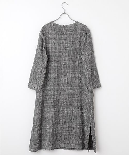 TABASA / タバサ ロング・マキシ丈ワンピース | モノトーンチェック×スパイラル刺繍ワンピース | 詳細1