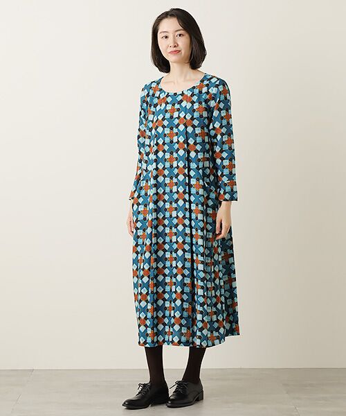 TABASA / タバサ ロング・マキシ丈ワンピース | 幾何ダイヤ プリント ワンピース | 詳細8