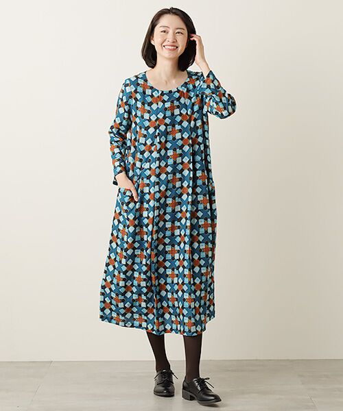 TABASA / タバサ ロング・マキシ丈ワンピース | 幾何ダイヤ プリント ワンピース | 詳細9