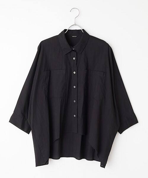 TABASA/タバサ リンクルワッシャー ローン シャツ チュニック クロ F TABASA/タバサ リンクルワッシャー ローン シャツ チュニック クロ F