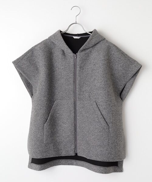 TABASA / タバサ ブルゾン | ボンディング クロス スリーブレス ブルゾン（グレー）