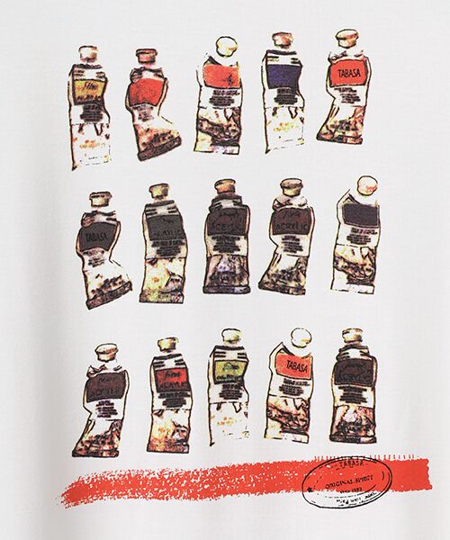 TABASA / タバサ Tシャツ | レーヨンベア天竺 × ペイントプリント ロング Tシャツ | 詳細1