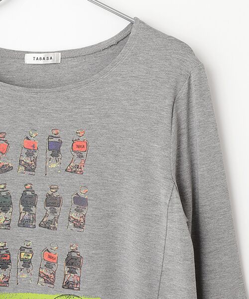 TABASA / タバサ Tシャツ | レーヨンベア天竺 × ペイントプリント ロング Tシャツ | 詳細3