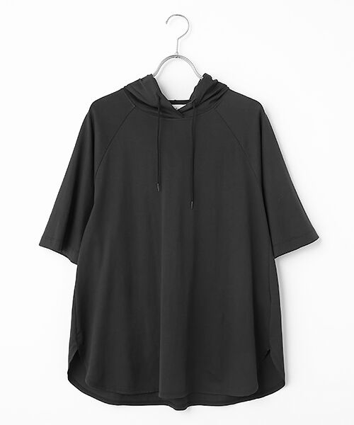 TABASA / タバサ チュニック | スビン 天竺 フードつき チュニック（クロ）